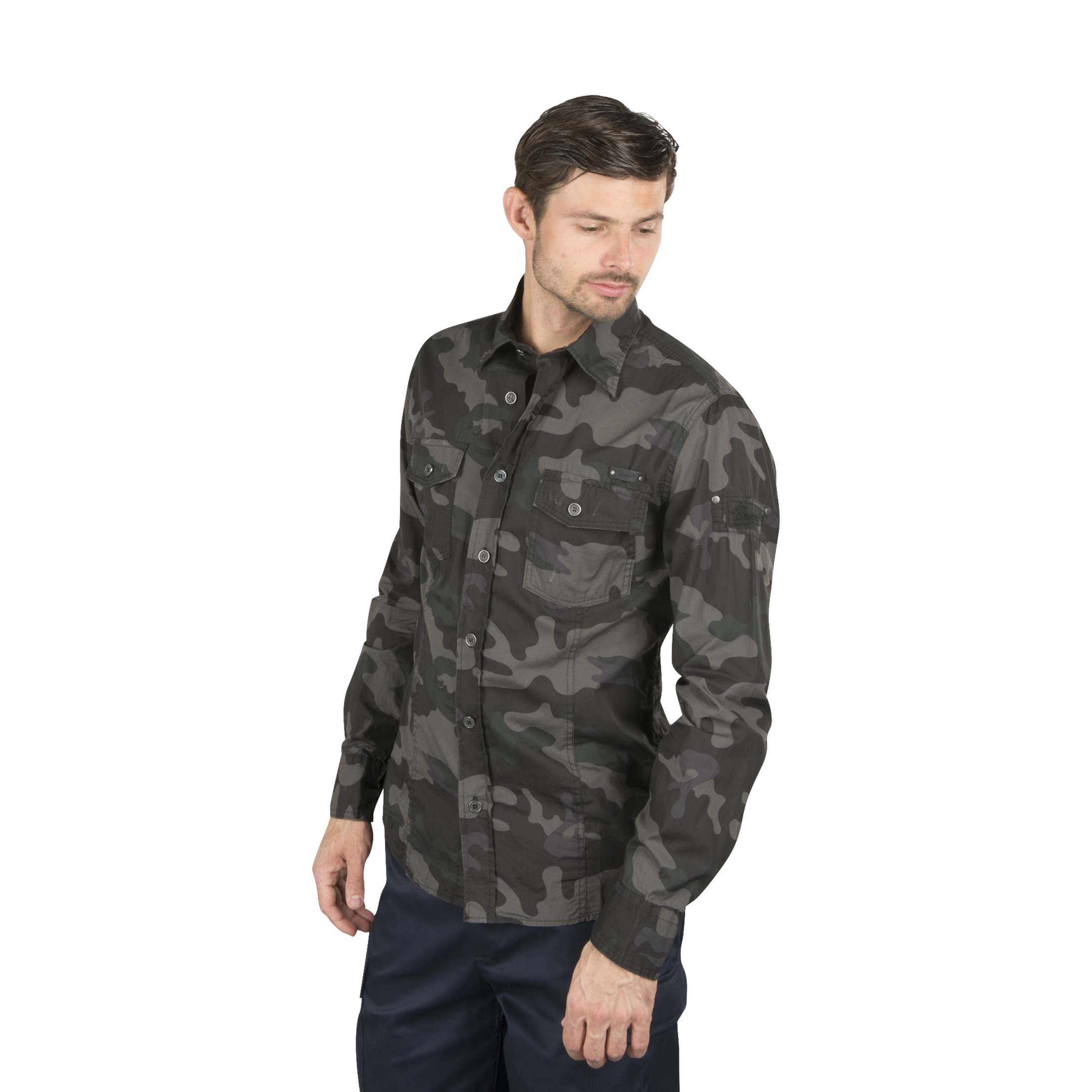 Brandit Camicia  Slim Camo Scuro