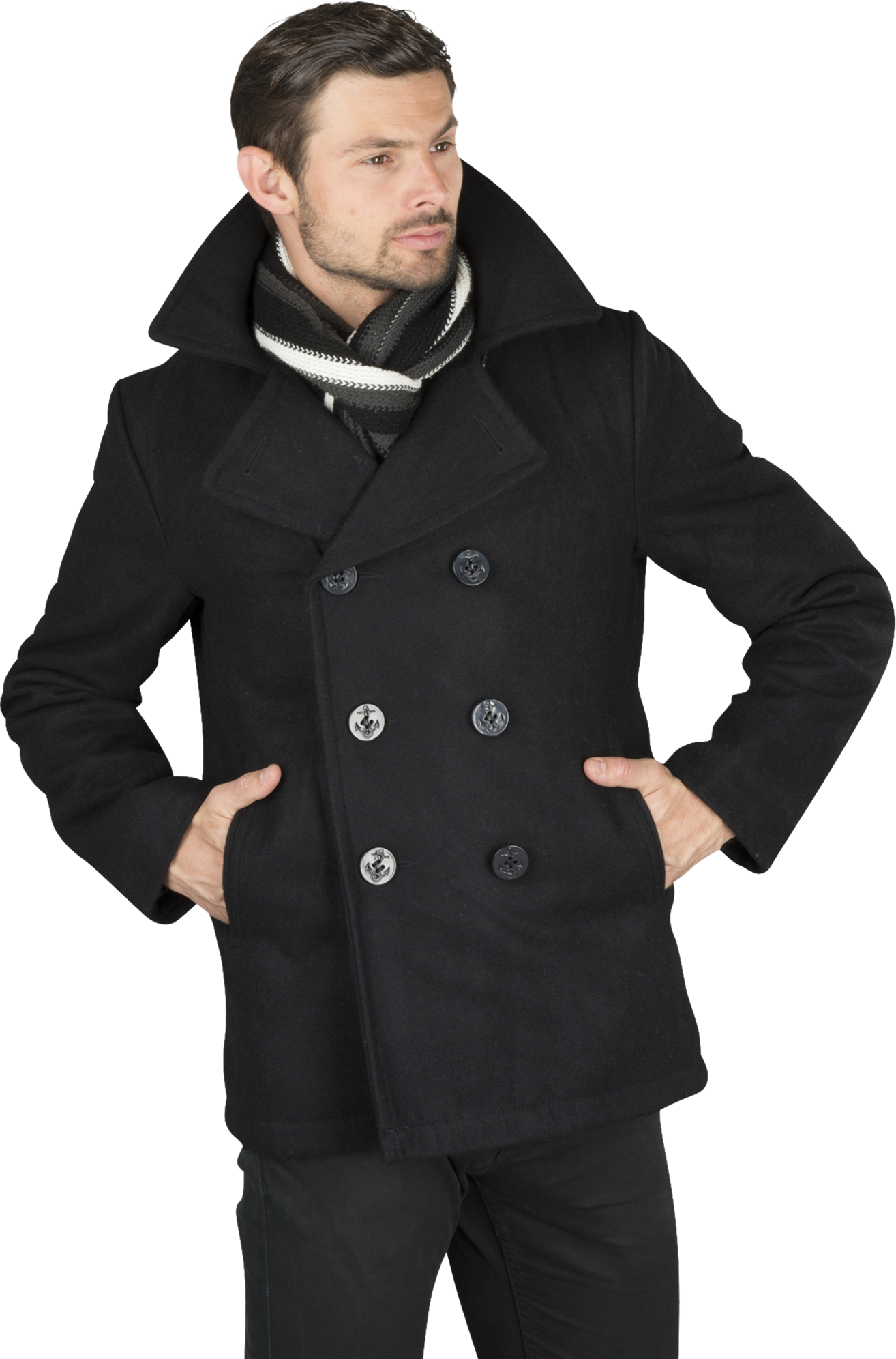 Brandit Giacca  Pea Coat Nera