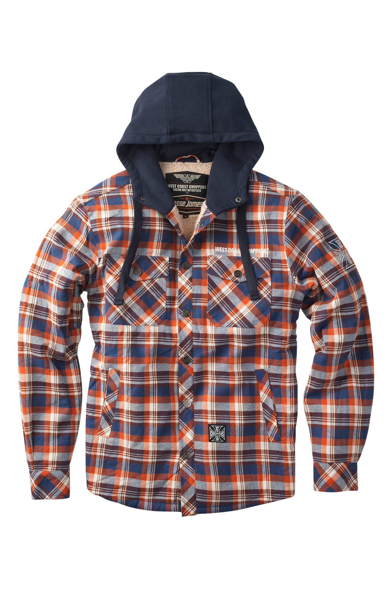 West Coast Choppers Giacca  Sherpa Foderata Flanella Marrone-Arancio