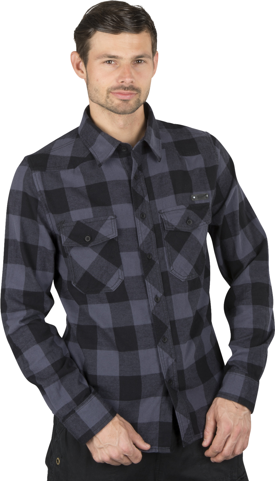 Brandit Camicia  Checkshirt Nero-Grigio