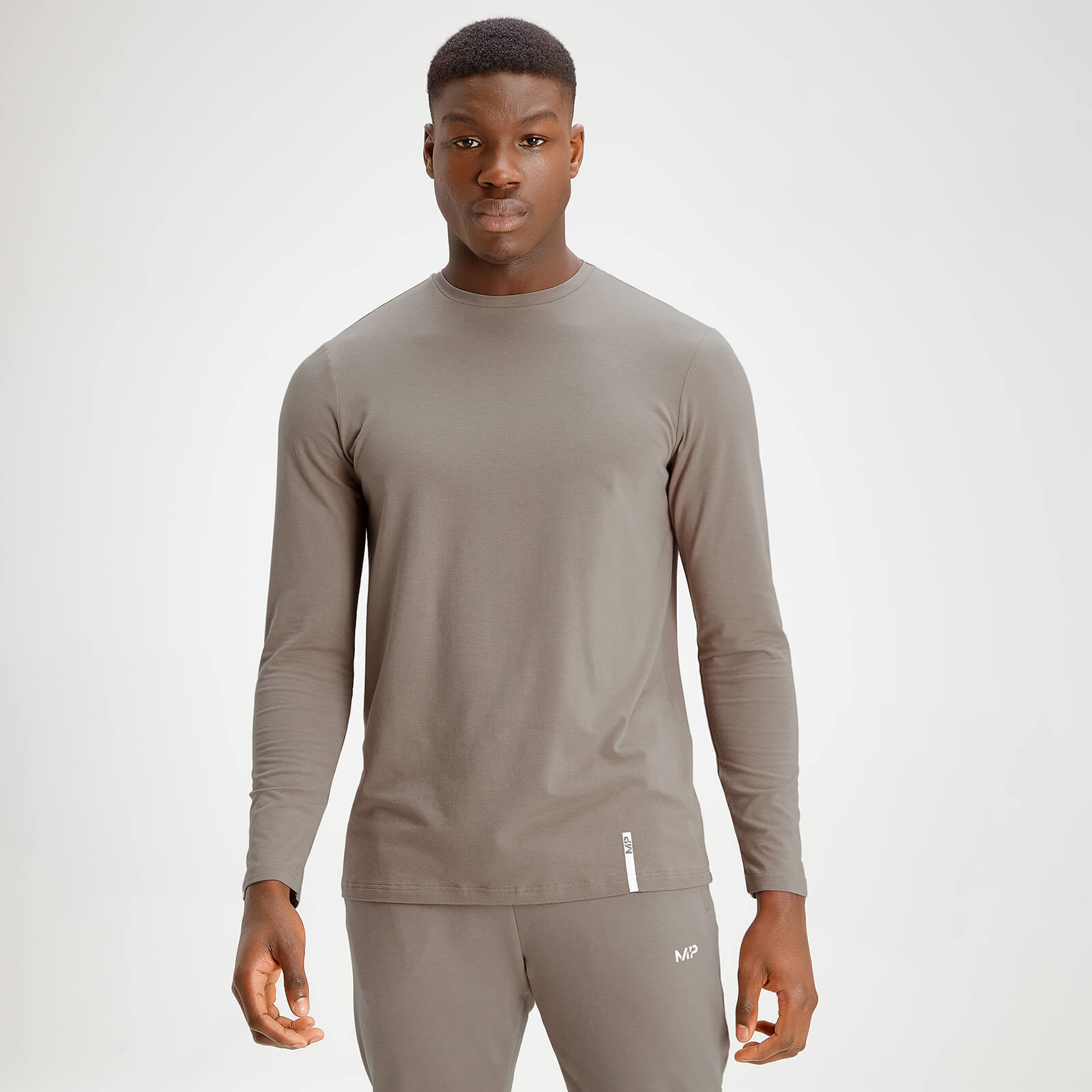 Mp Men's Luxe Classic Long Sleeve Crew Top - Taupe - XXS