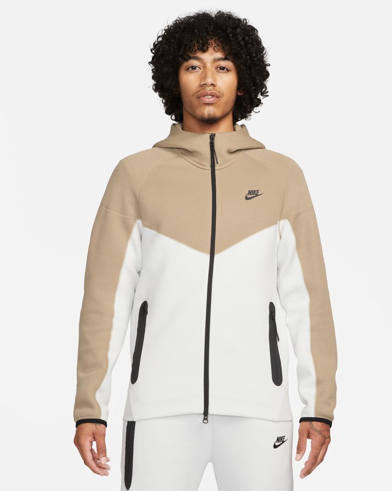 Nike Felpa con zip e cappuccio Sportswear Tech Fleece Beige e Bianco Uomo FB7921-121 XL