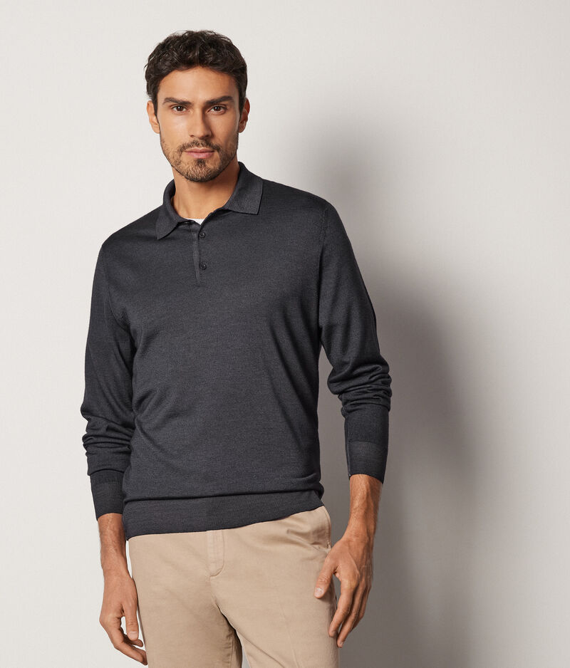 Falconeri Polo in Cashmere Ultrafine Uomo Grafite Tinto Capo Taglia 46