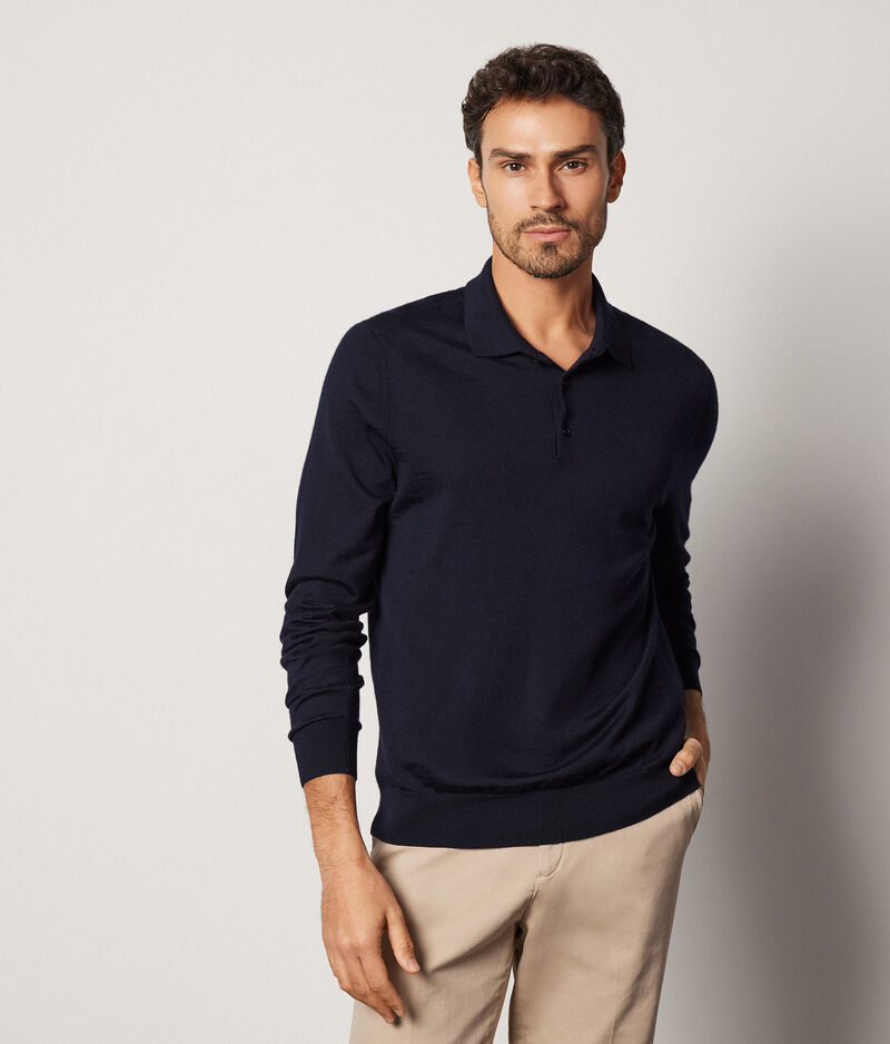 Falconeri Polo in Cashmere Ultrafine Uomo Blu Navy Taglia 48