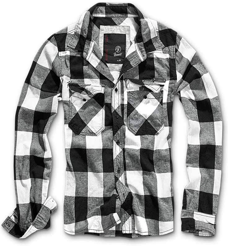 Brandit Check Camicia Nero Bianco XL