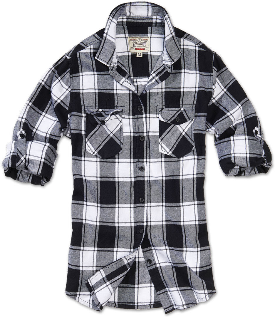 Brandit Amy Flanell Ladies Camicia Nero Bianco M