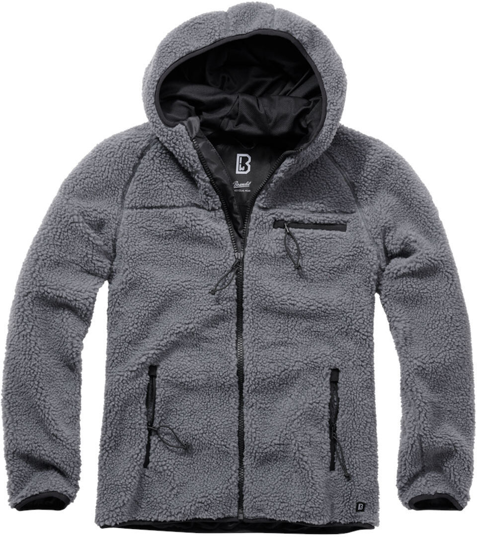 Brandit Teddyfleece Worker Giacca Nero Grigio 4XL