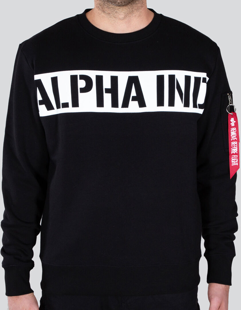 Alpha Printed Stripe Pullover Nero L