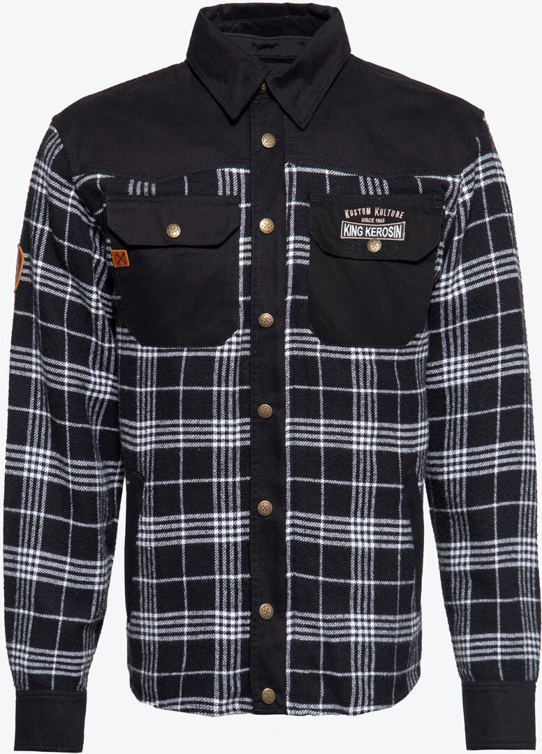 King Kerosin KK Kustom Kulture Workwear Camicia Nero Bianco XL