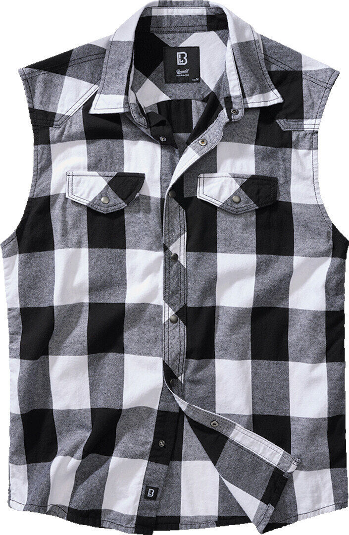 Brandit Checkshirt Camicia senza maniche Nero Bianco M