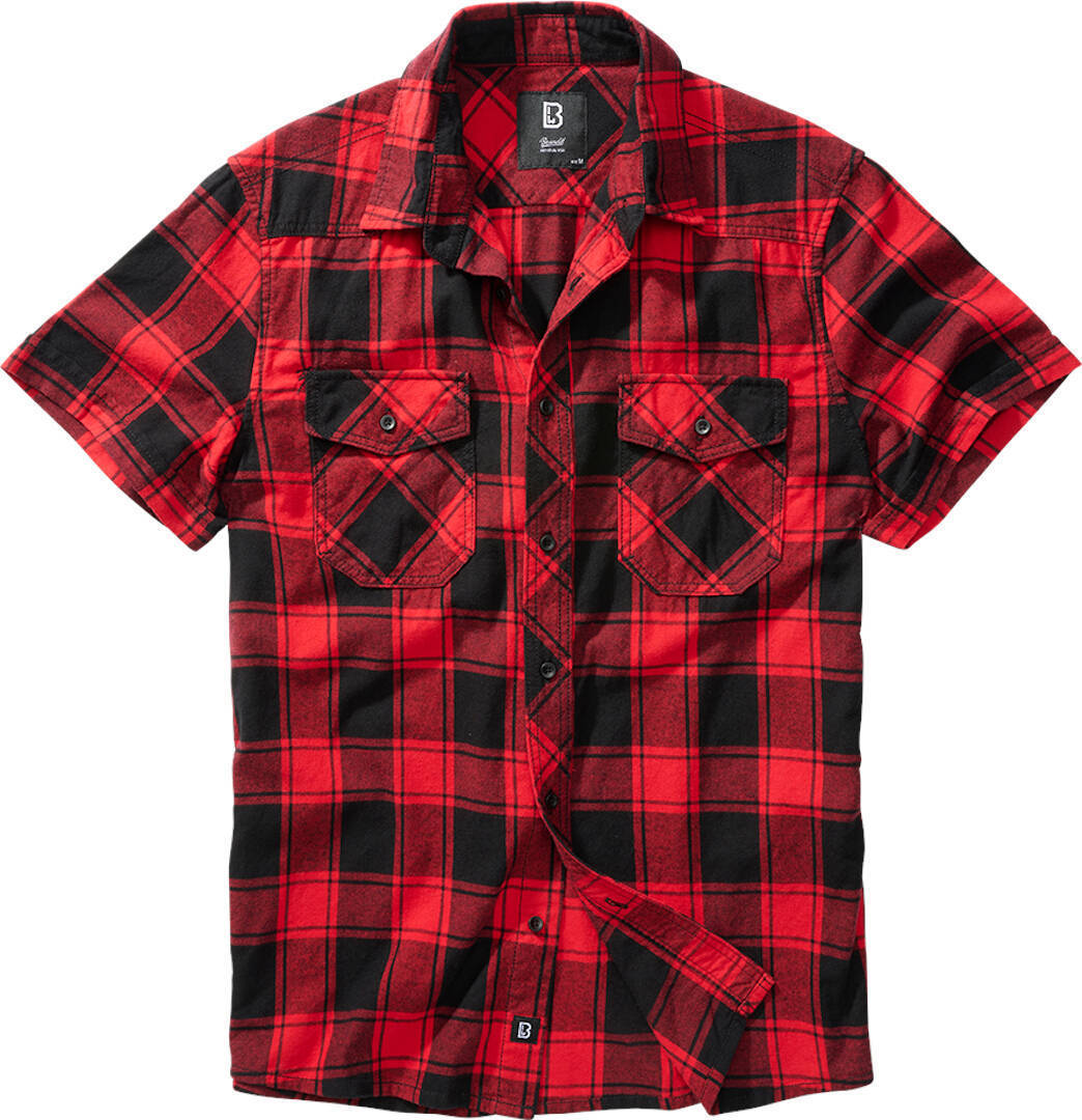 Brandit Checkshirt Camicia a maniche corte Nero Rosso M