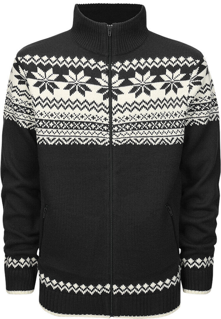 Brandit Norweger Zip Pullover Nero Bianco L