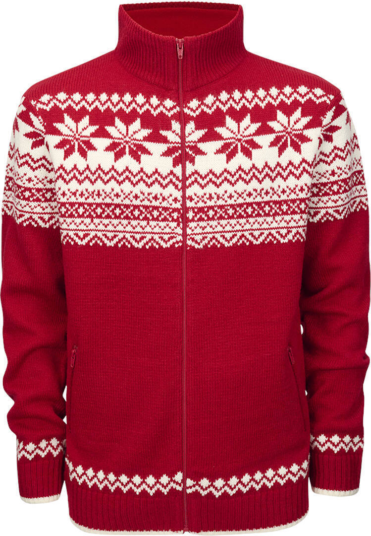 Brandit Norweger Zip Pullover Bianco Rosso M