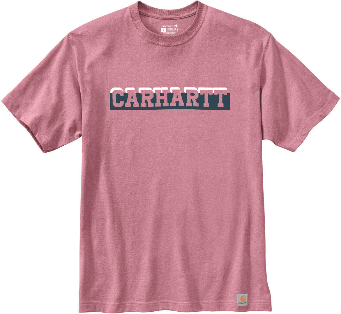 Carhartt Relaxed Fit Heavyweight Logo Graphic Maglietta Rosa 2XL