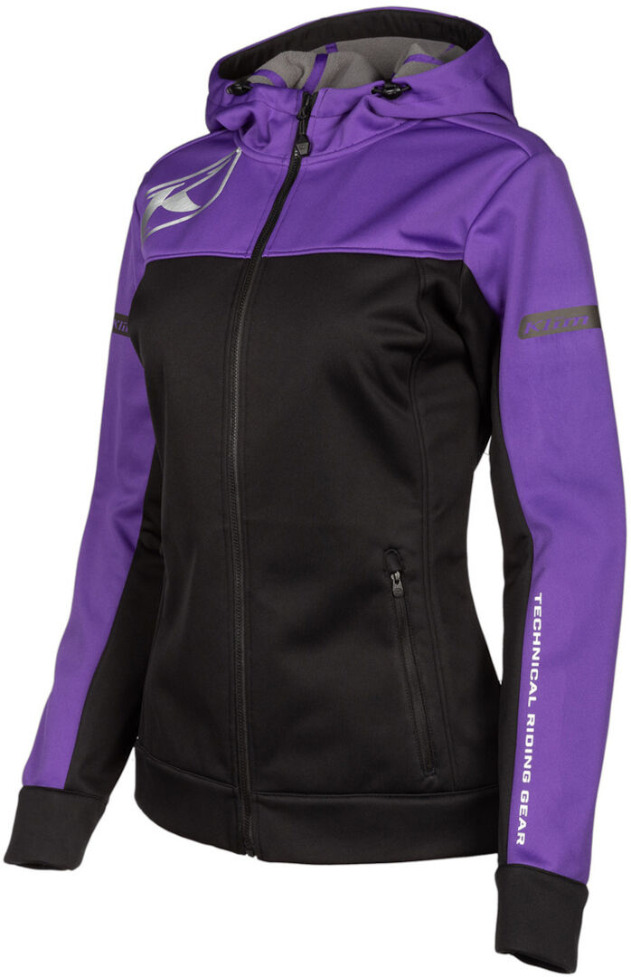 Klim Evolution Felpa con cappuccio con zip delle ragazze giovanili Nero Porpora XL