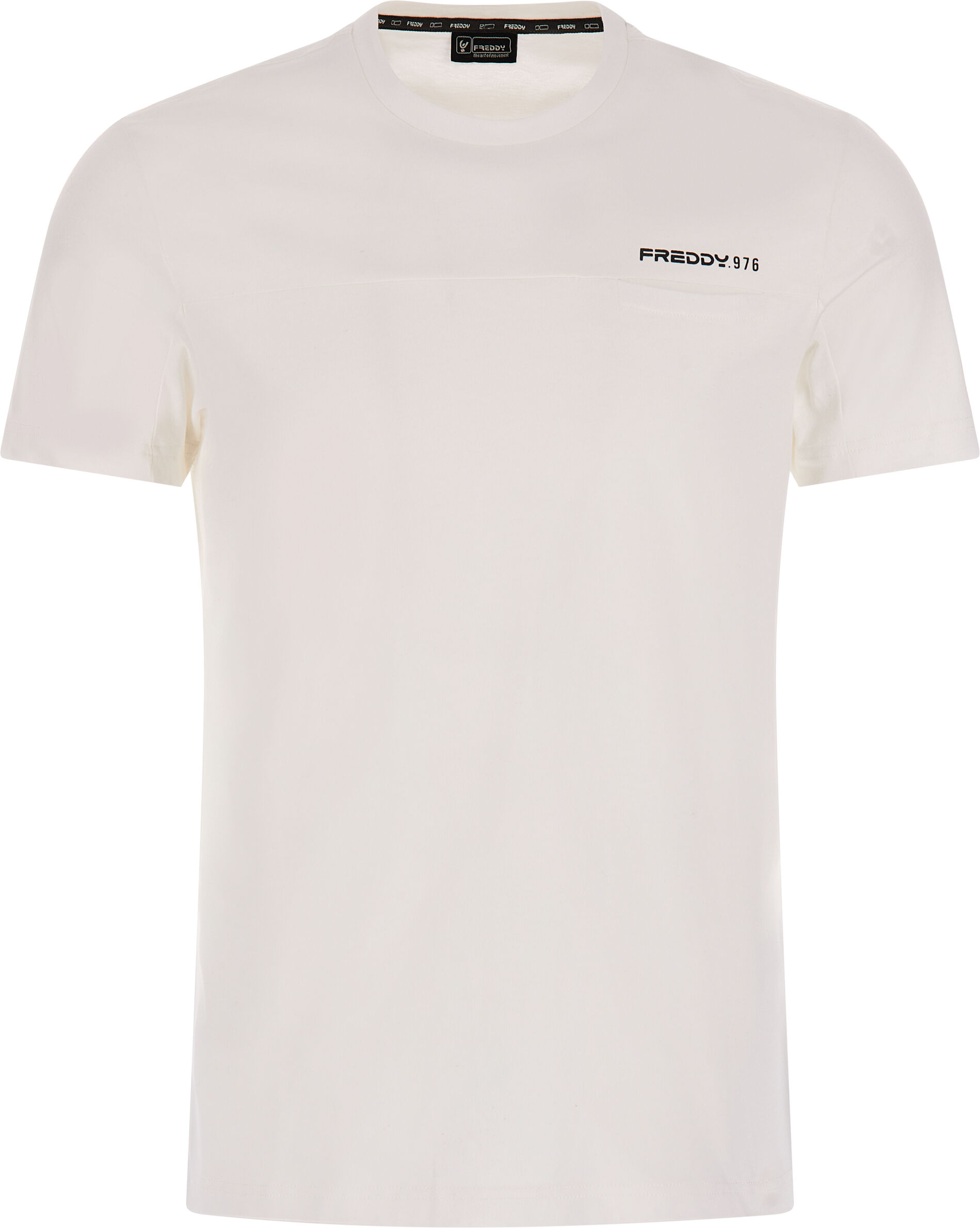 Freddy T-shirt in cotone con cuciture a blocchi e taschino Bianco Uomo Extra Large