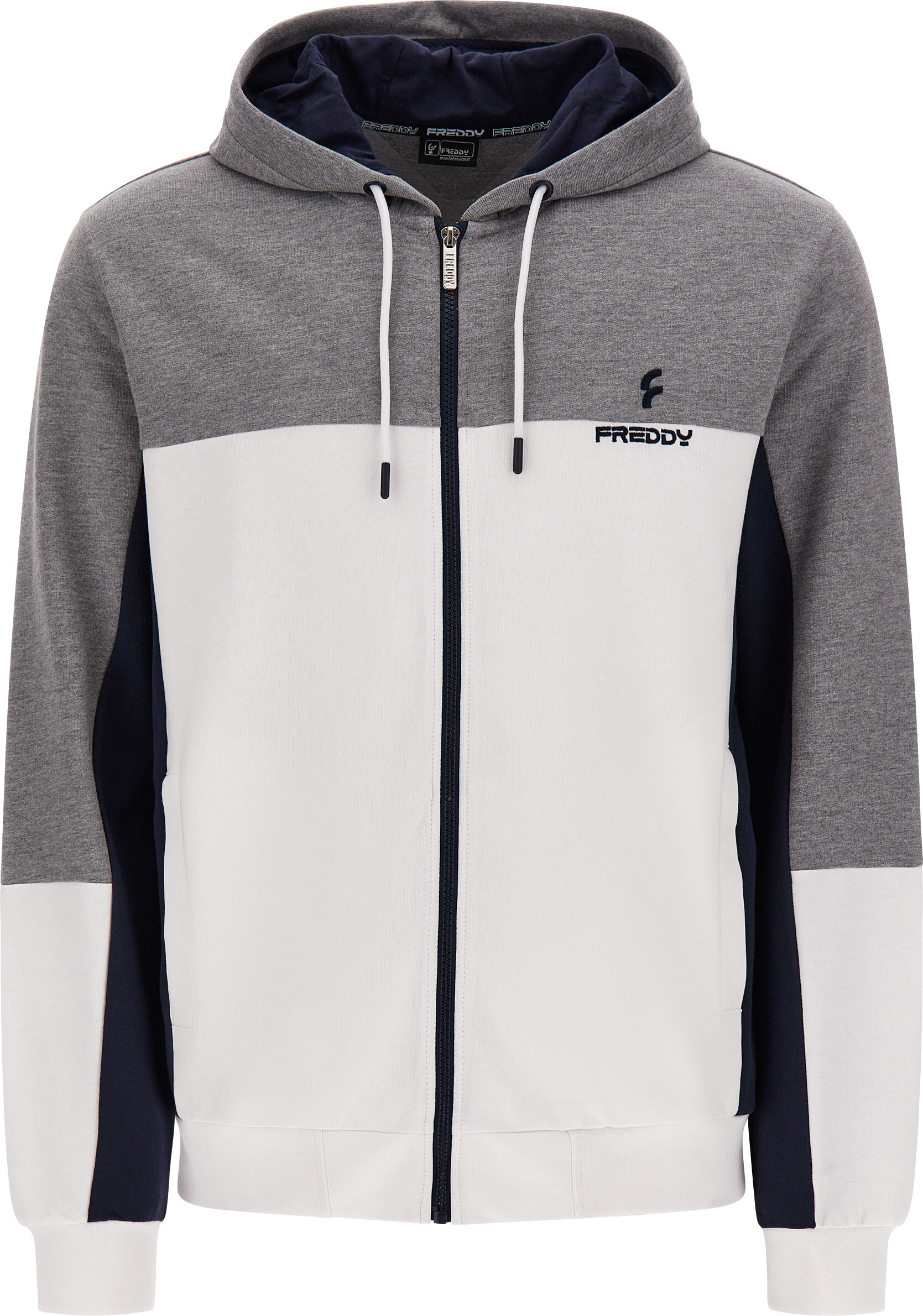 Freddy Felpa zip e cappuccio a blocchi di colore Melange Gray Uomo Extra Large