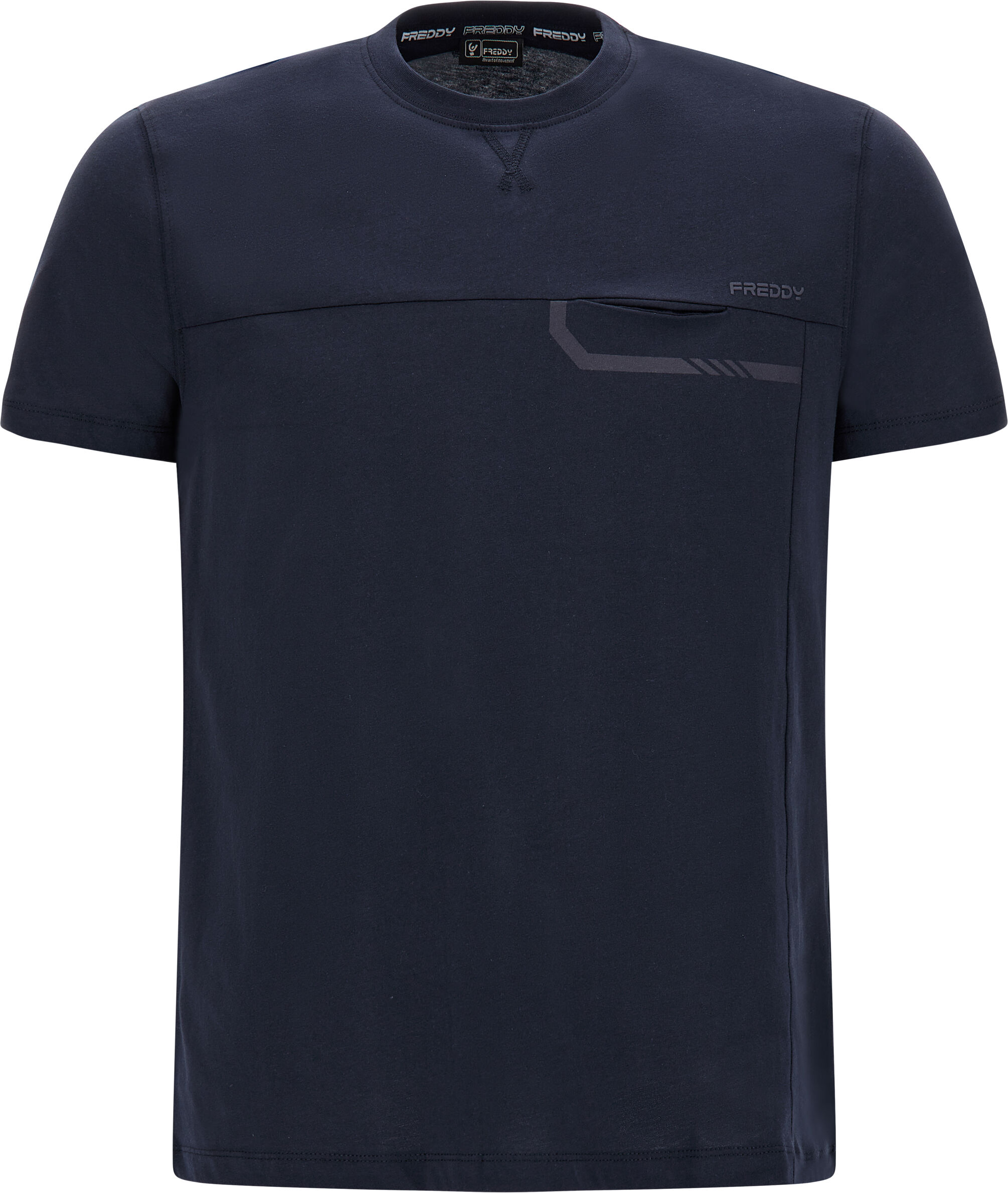 Freddy T-shirt con cuciture a blocchi e taschino Blu Uomo Extra Large