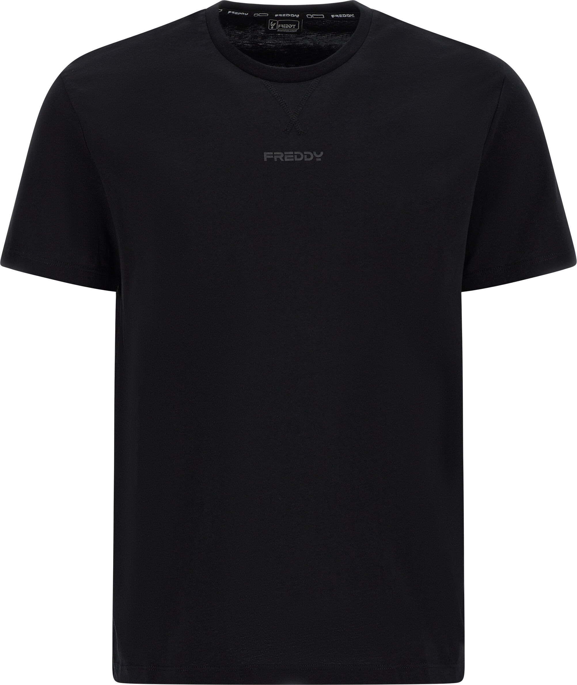 Freddy T-shirt in jersey con logo centrale in tono colore Nero Uomo Small