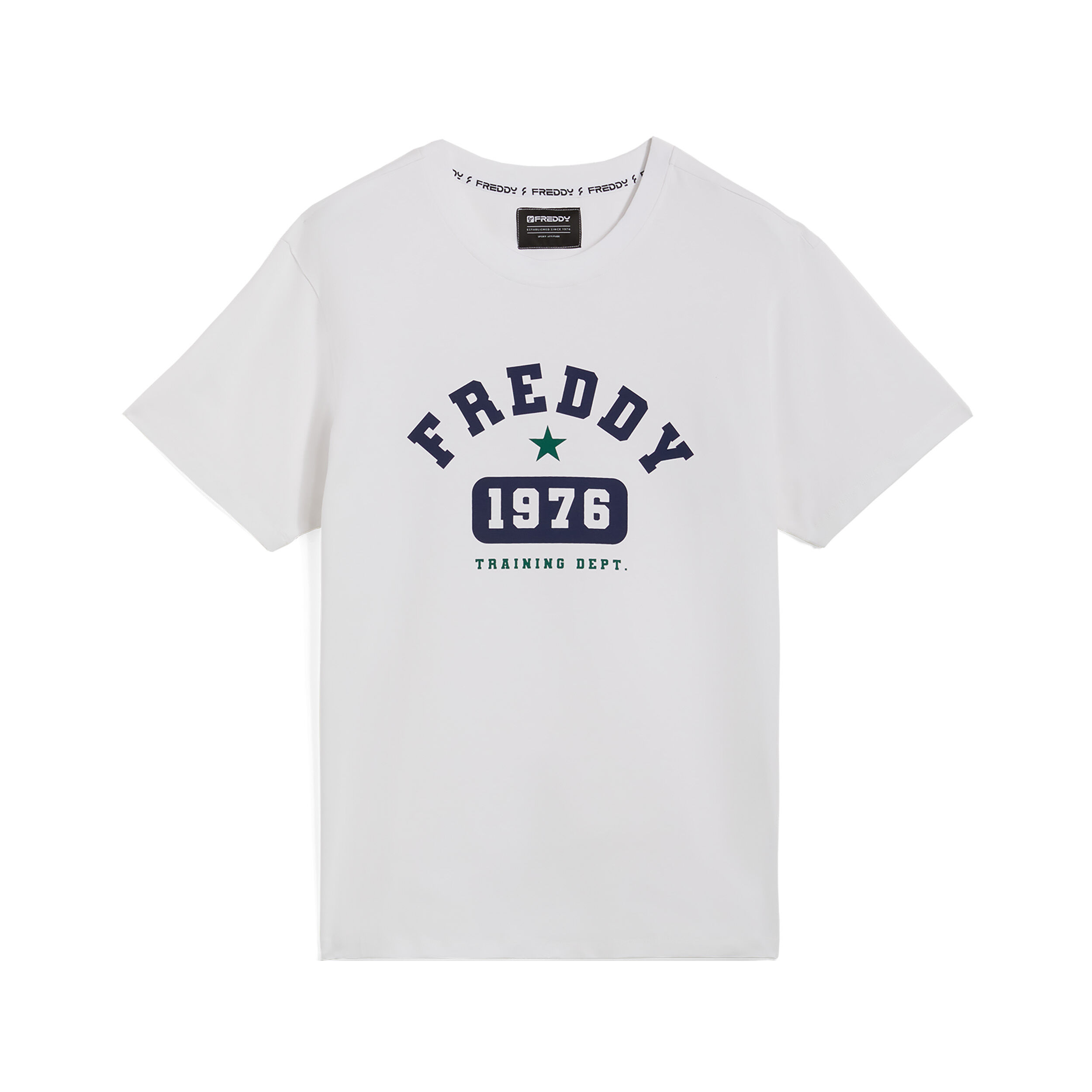 Freddy T-shirt uomo con stampa stile college in contrasto colore Bianco Uomo Extra Large