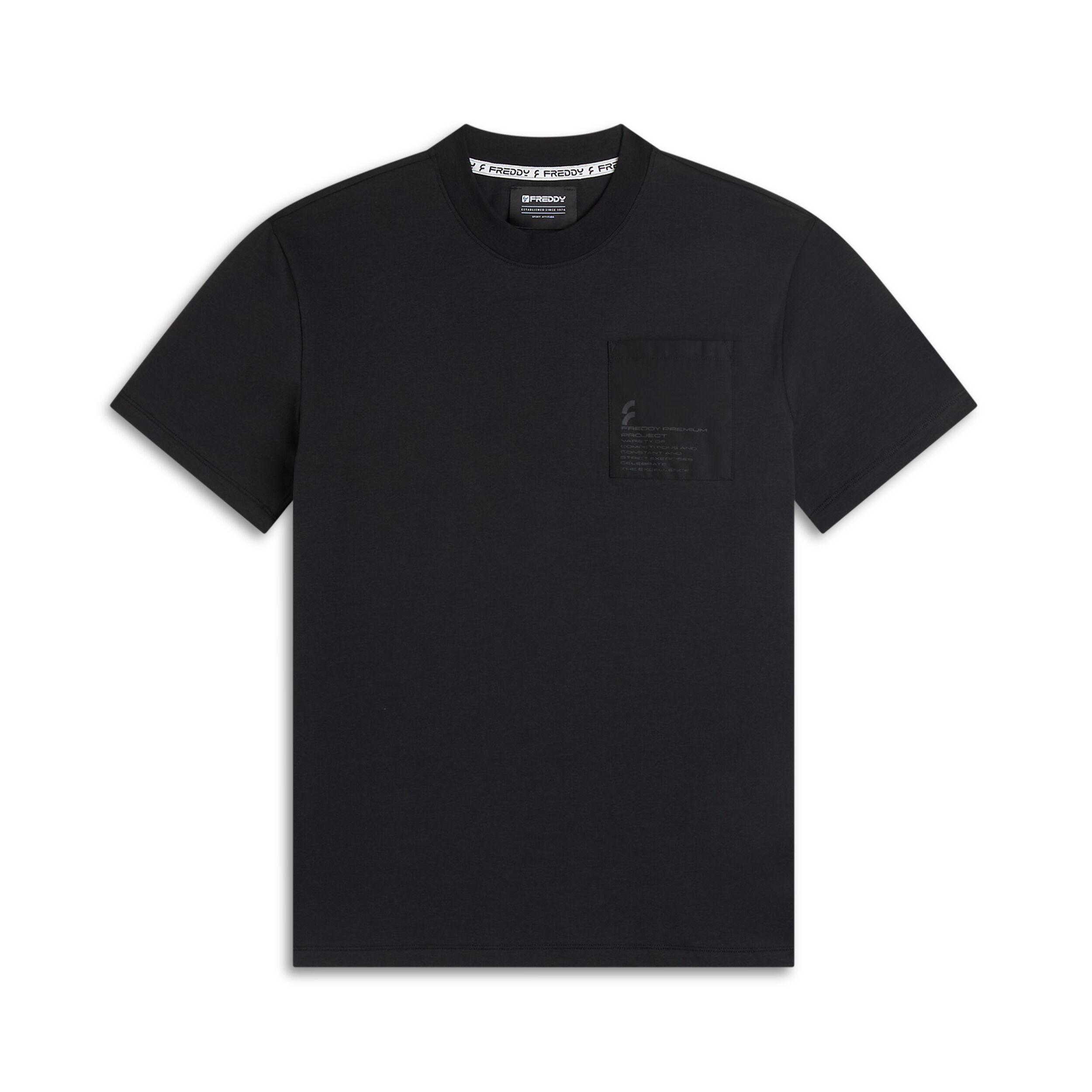 Freddy T-shirt da uomo in jersey con taschino e stampa in tono Nero Uomo Medium
