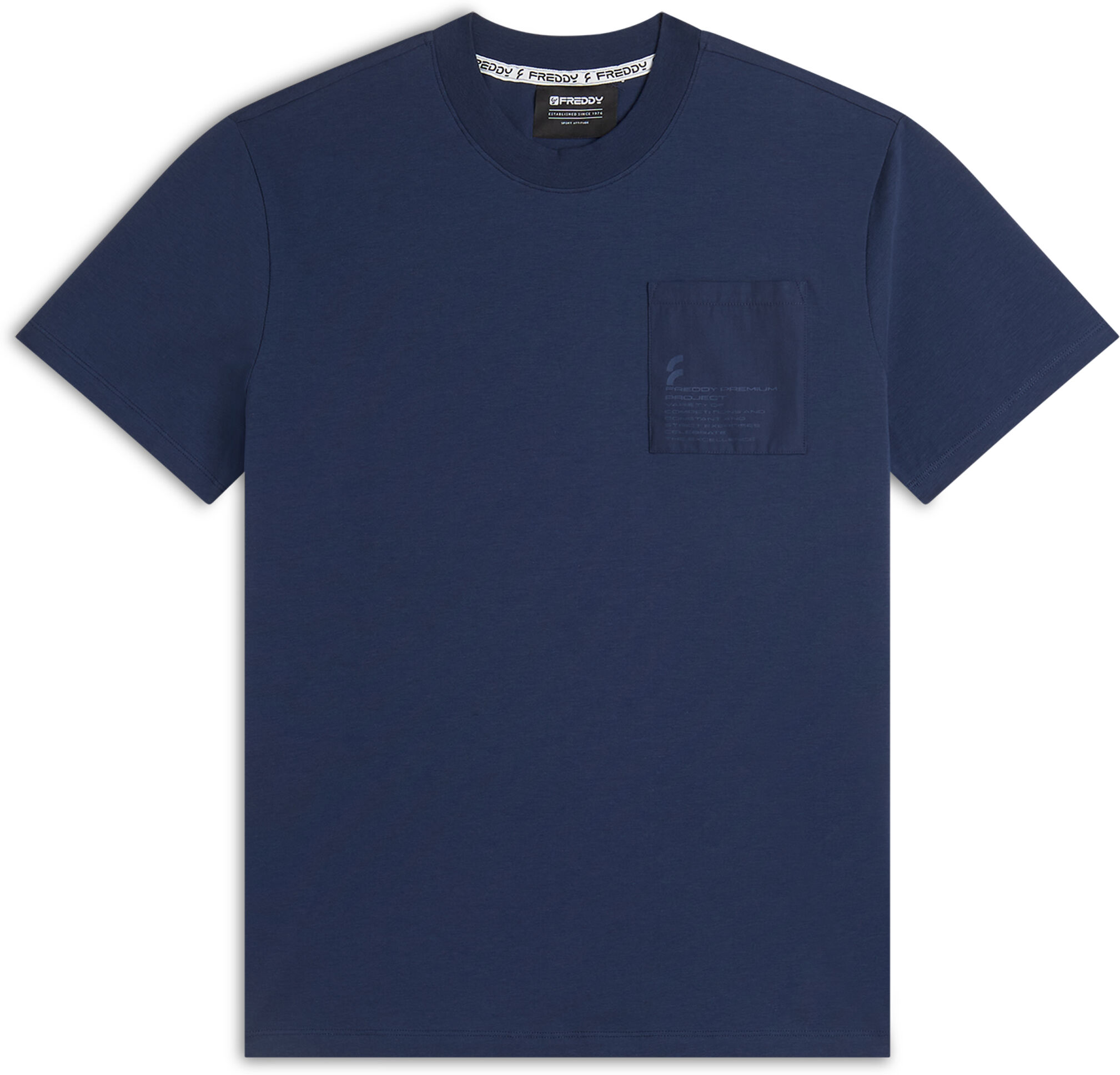 Freddy T-shirt da uomo in jersey con taschino e stampa in tono Blu Uomo Large