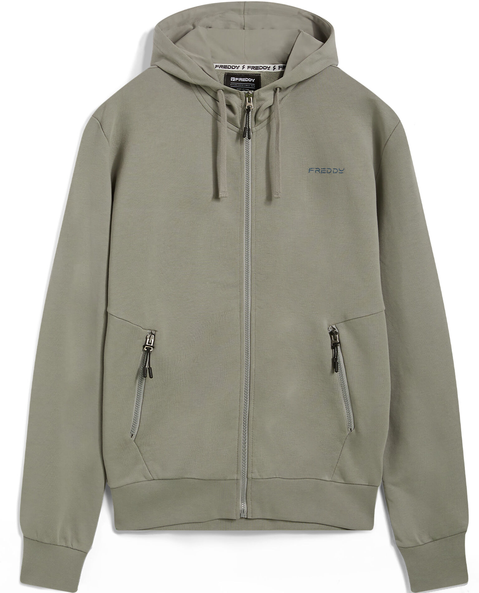 Freddy Felpa da uomo in cotone con cappuccio e chiusura full zip Grigio Chiaro Uomo Xx Large