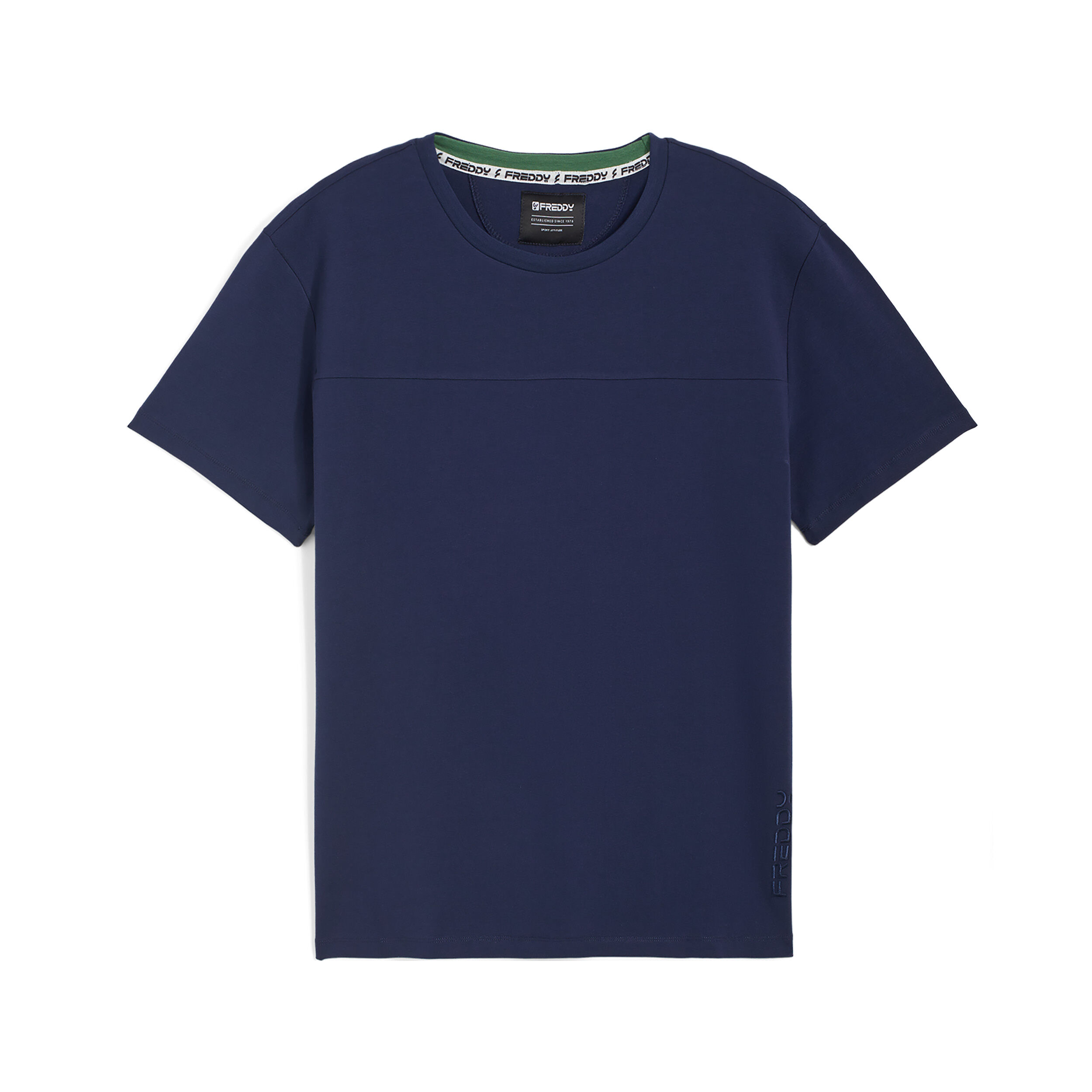 Freddy T-shirt uomo in cotone con cuciture a blocchi Blu Uomo Small