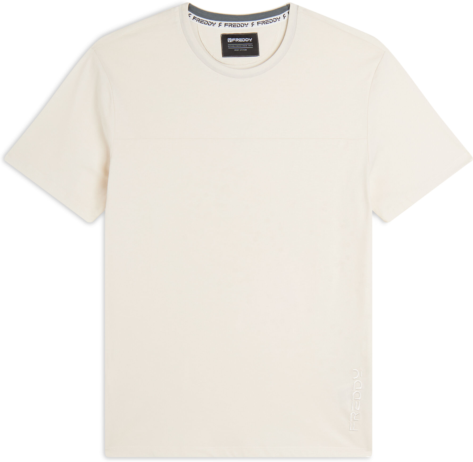 Freddy T-shirt uomo in cotone con cuciture a blocchi Panna Uomo Small