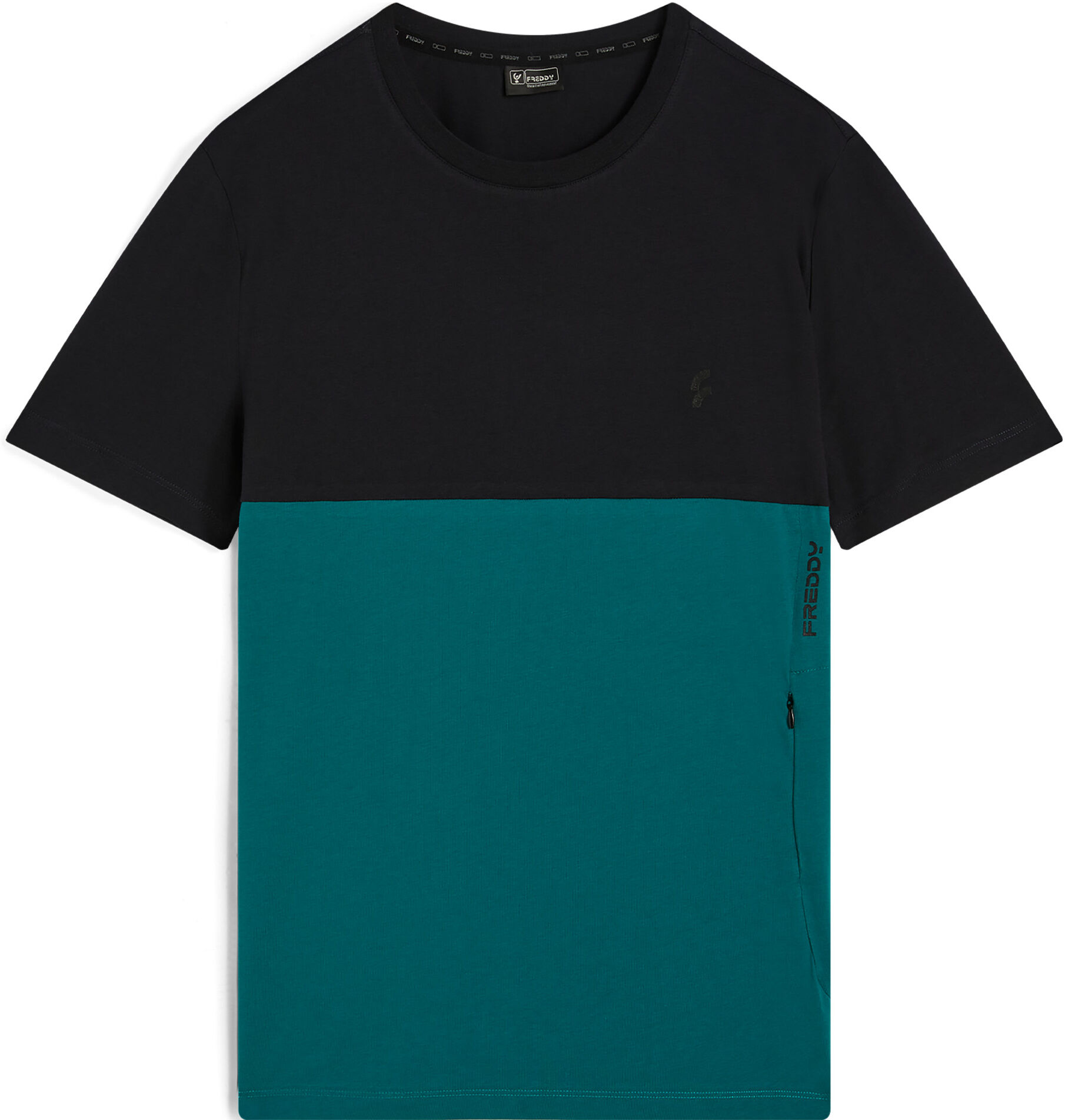 Freddy T-shirt uomo in jersey bicolore con inserto sul fianco Verde Uomo Small