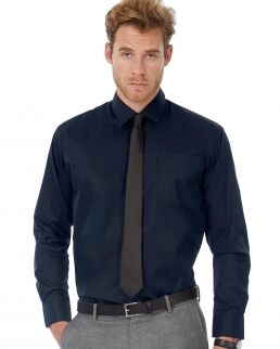 B&amp;C Collection 100 Camicia uomo maniche lunghe Sharp Twill neutro o personalizzato