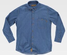 Workteam 100 Camicia uomo manica lunga cotone denim neutro o personalizzato