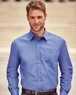 Russell 100 Camicia Popeline puro cotone maniche lunghe neutro o personalizzato