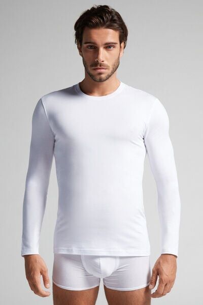 Intimissimi Maglia Manica Lunga in Cotone Superior Elasticizzato Uomo Bianco Taglia XL