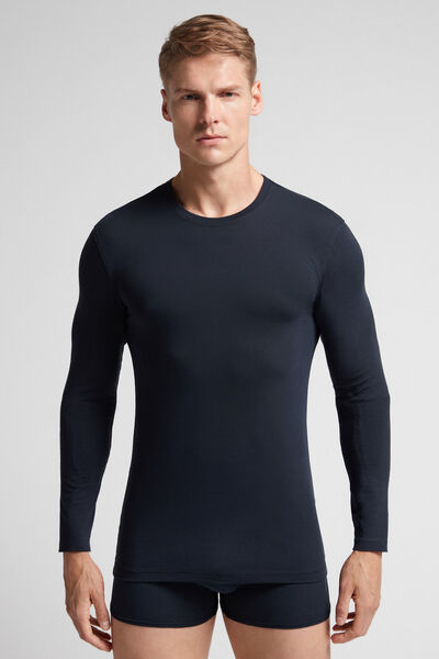 Intimissimi Maglia Manica Lunga in Cotone Superior Elasticizzato Uomo Blu Taglia L