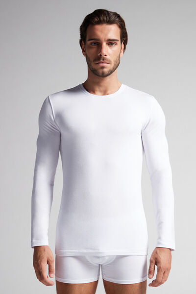 Intimissimi Maglia a Manica Lunga in Modal Cashmere Uomo Bianco Taglia S