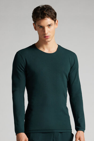 Intimissimi Maglia a Manica Lunga in Modal Cashmere Uomo Verde Taglia XXL