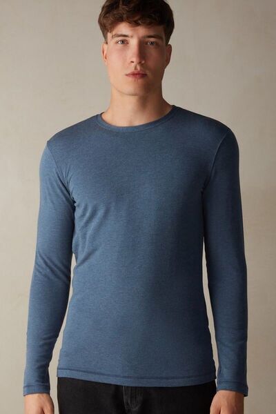 Intimissimi Maglia a Manica Lunga in Modal Cashmere Uomo Blu Taglia XXL