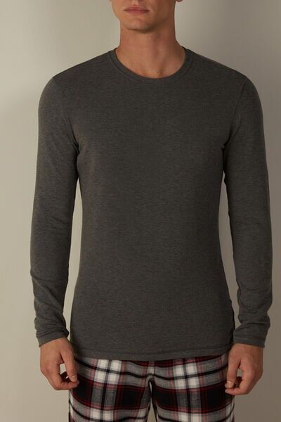 Intimissimi Maglia a Manica Lunga in Modal Cashmere Uomo Grigio Scuro Taglia XXL