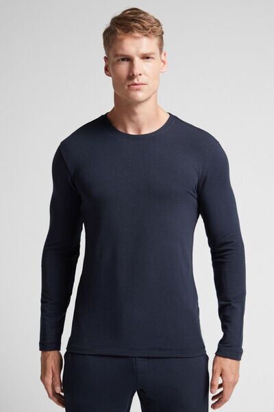 Intimissimi Maglia a Manica Lunga in Modal Cashmere Uomo Blu Taglia S