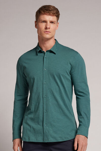 Intimissimi Camicia Manica Lunga in Cotone Fiammato Uomo Verde Taglia XXL