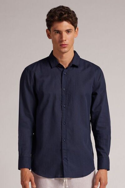 Intimissimi Camicia in Lino e Cotone Uomo Blu Taglia M