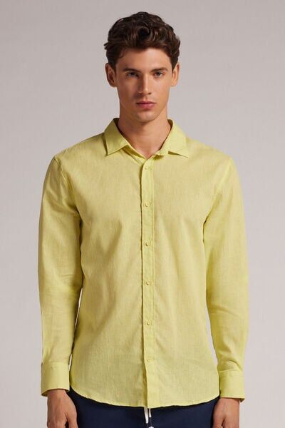 Intimissimi Camicia in Lino e Cotone Uomo Giallo Taglia M