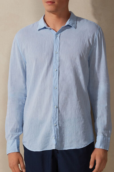 Intimissimi Camicia in Lino e Cotone Uomo Azzurro Taglia M