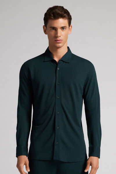 Intimissimi Camicia Piquet in Soft Silk Uomo Verde Taglia S