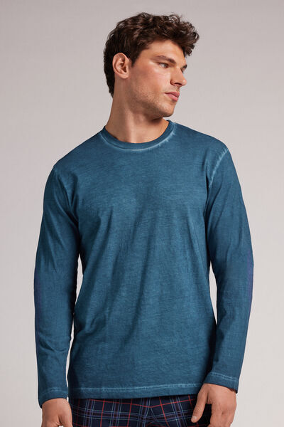 Intimissimi Maglia Manica Lunga in Cotone Washed Collection Uomo Blu Taglia S