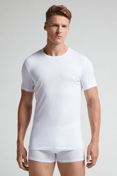Intimissimi T-shirt in Cotone Superior Elasticizzato Uomo Bianco Taglia M