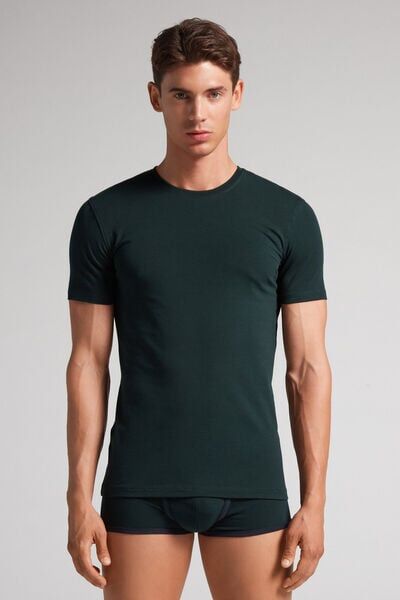 Intimissimi T-shirt in Cotone Superior Elasticizzato Uomo Verde Taglia L