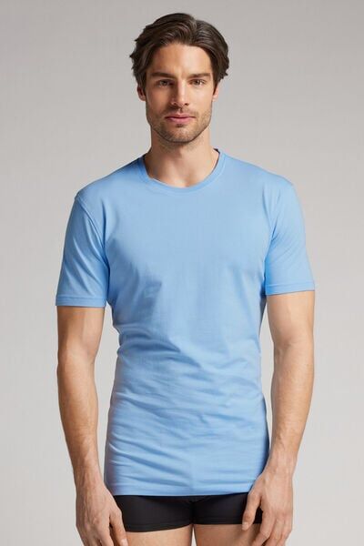 Intimissimi T-shirt in Cotone Superior Elasticizzato Uomo Azzurro Taglia S