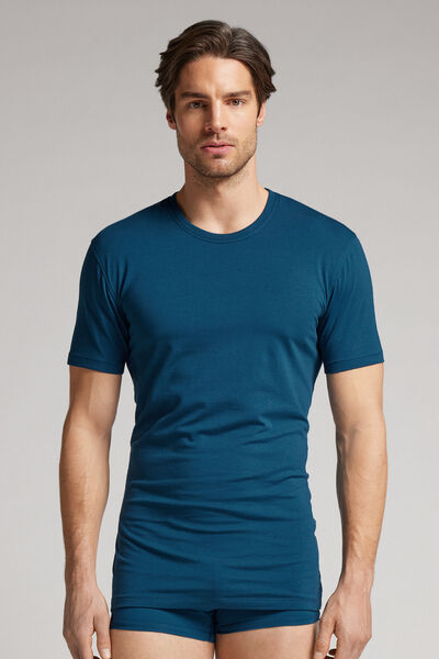 Intimissimi T-shirt in Cotone Superior Elasticizzato Uomo Blu Taglia M
